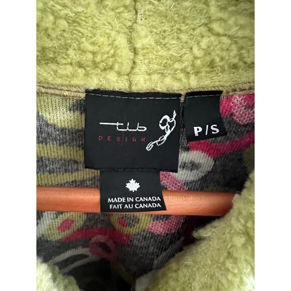 tLb Design Wool Blend Jacket Sweater Wearable Art Abstract Green Pink Small JL - Picture 4 of 7